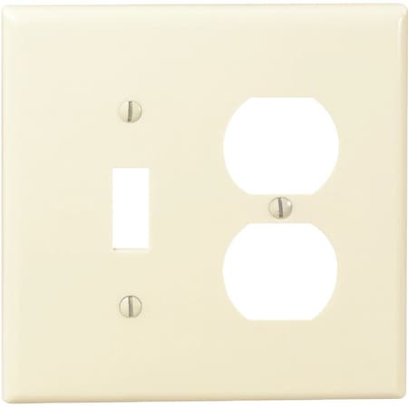 Leviton Mid-Way 2-Gang Thermoset Single Toggle/Duplex Outlet Wall Plate, Ivory 001-80505-00I